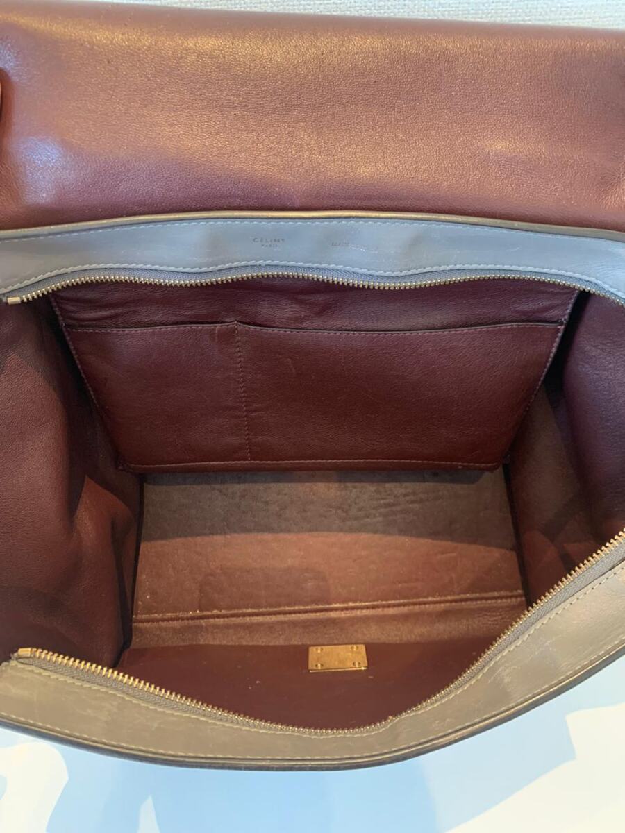 Bolsa Celine Trapeze Marrom Texturizada Média