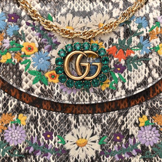 Bolsa Gucci Small Python Floral Médio