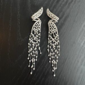 Brinco Talento Joias Ouro Branco com  Brilhantes
