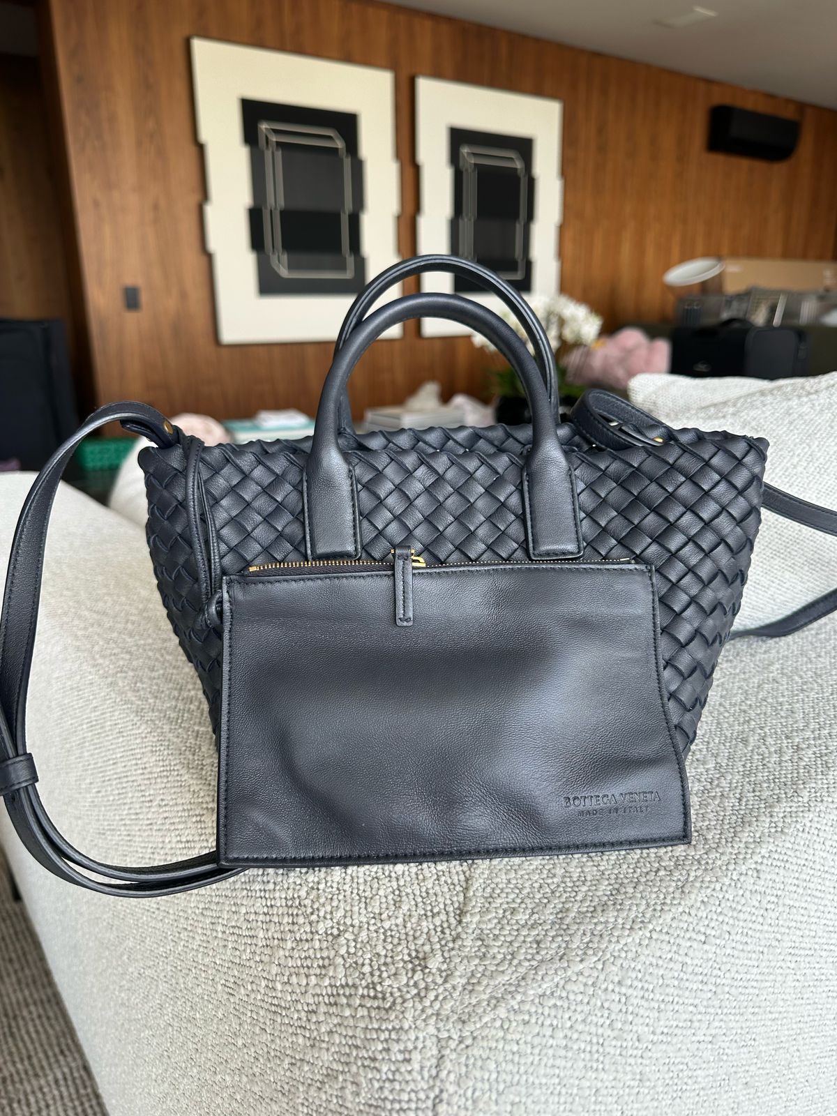 Bolsa Bottega Veneta Mini Cabat Azul Marinho