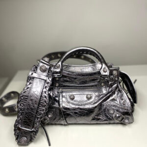 Bolsa Balenciaga Neo Cagole Prata Strass