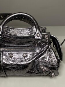 Bolsa Balenciaga Neo Cagole Prata Strass