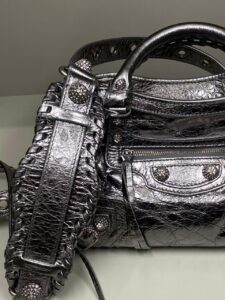Bolsa Balenciaga Neo Cagole Prata Strass