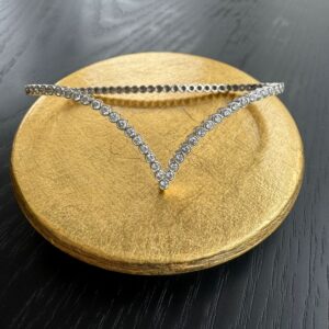 Pulseira de Mão Aron & Hirsch Ouro Branco com Brilhantes