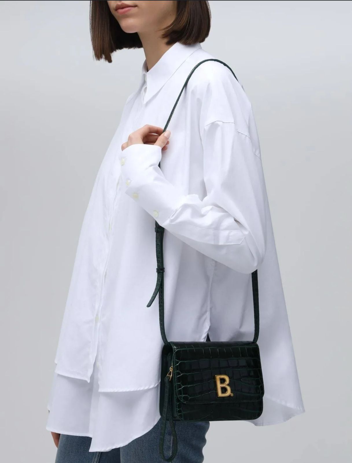 Bolsa Balenciaga Croc Effect B Verde