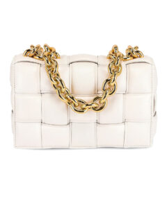 Bolsa Bottega Veneta Padded Cassette Chain Branca