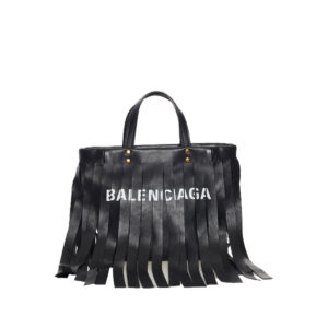 Bolsa Balenciaga Laundry Cabas Tote Fringe Preta