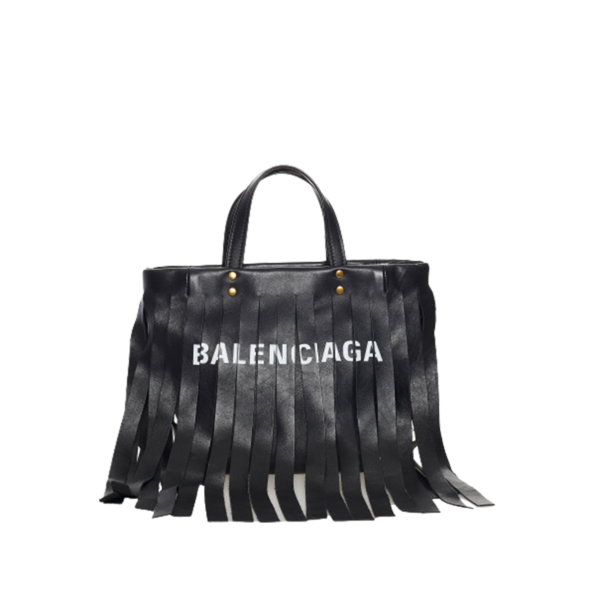 Bolsa Balenciaga Laundry Cabas Tote Fringe Preta