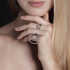 Anel Jack Vartanian Gala Gota Ouro Rodio Negro Diamante
