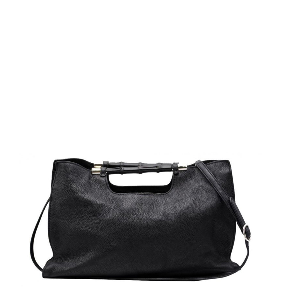 Bolsa Gucci Bamboo Leather Preta Grande