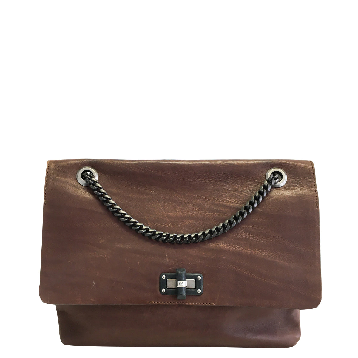 Bolsa Lanvin Marrom e Chumbo G Messenger