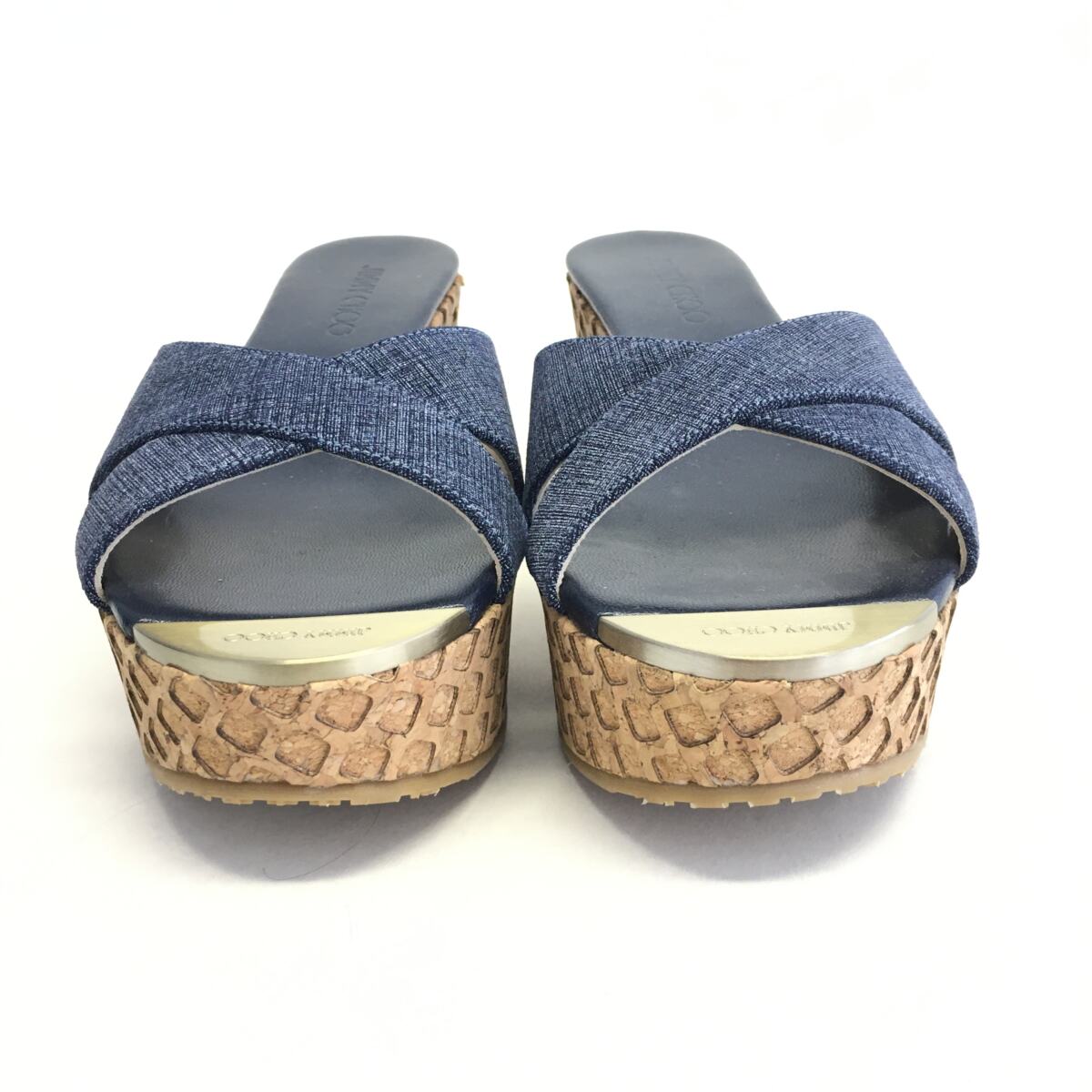 Tamanco Jimmy Choo Plataforma Azul e Bege Tam. 40