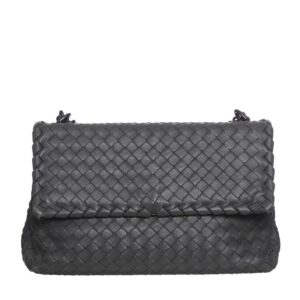 Bolsa Bottega Veneta Olimpia Intreciatto Cinza