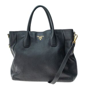Bolsa Prada Tote Couro Daino Preto