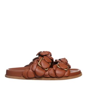 Sandália Valentino Garavani Slide Rosas Marrom