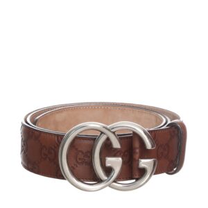 Cinto Gucci Double G Couro Marrom