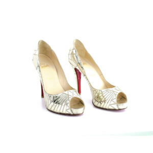 Sapato Louboutin Peep Toe Prata Tam. 39