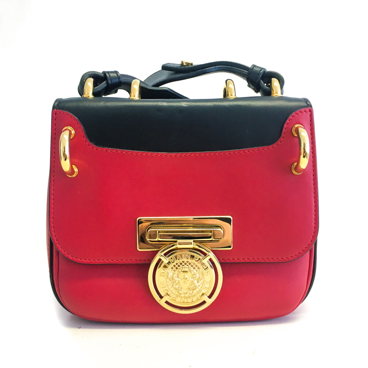 Bolsa Balmain Duo Color Vermelha Preta Renaissance Pequena