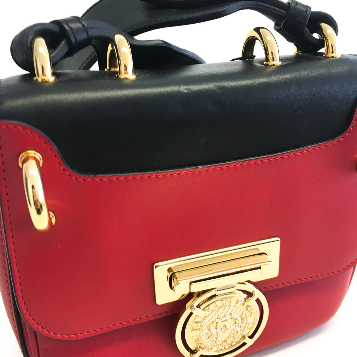 Bolsa Balmain Duo Color Vermelha Preta Renaissance Pequena