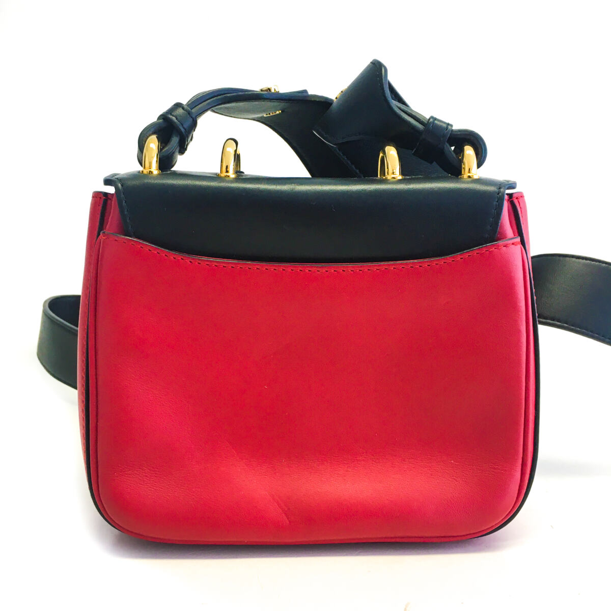 Bolsa Balmain Duo Color Vermelha Preta Renaissance Pequena