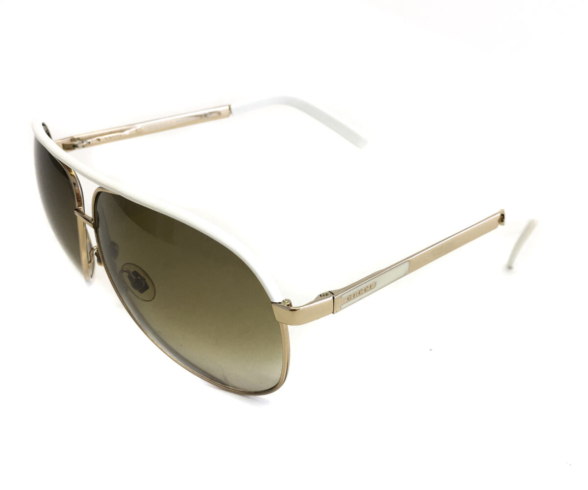 Óculos Gucci Branco Aviador com Dourado