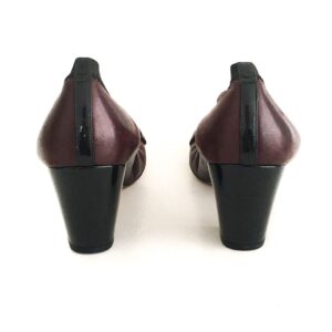 Sapato Chanel Ruffle Cap Toe Elastic Couro Marsala Tam. 40