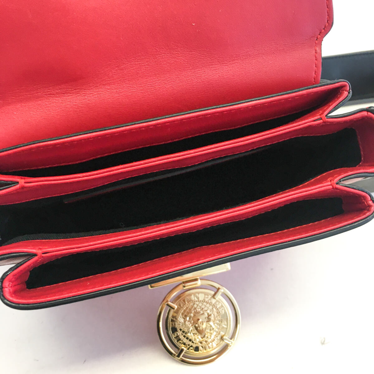 Bolsa Balmain Duo Color Vermelha Preta Renaissance Pequena