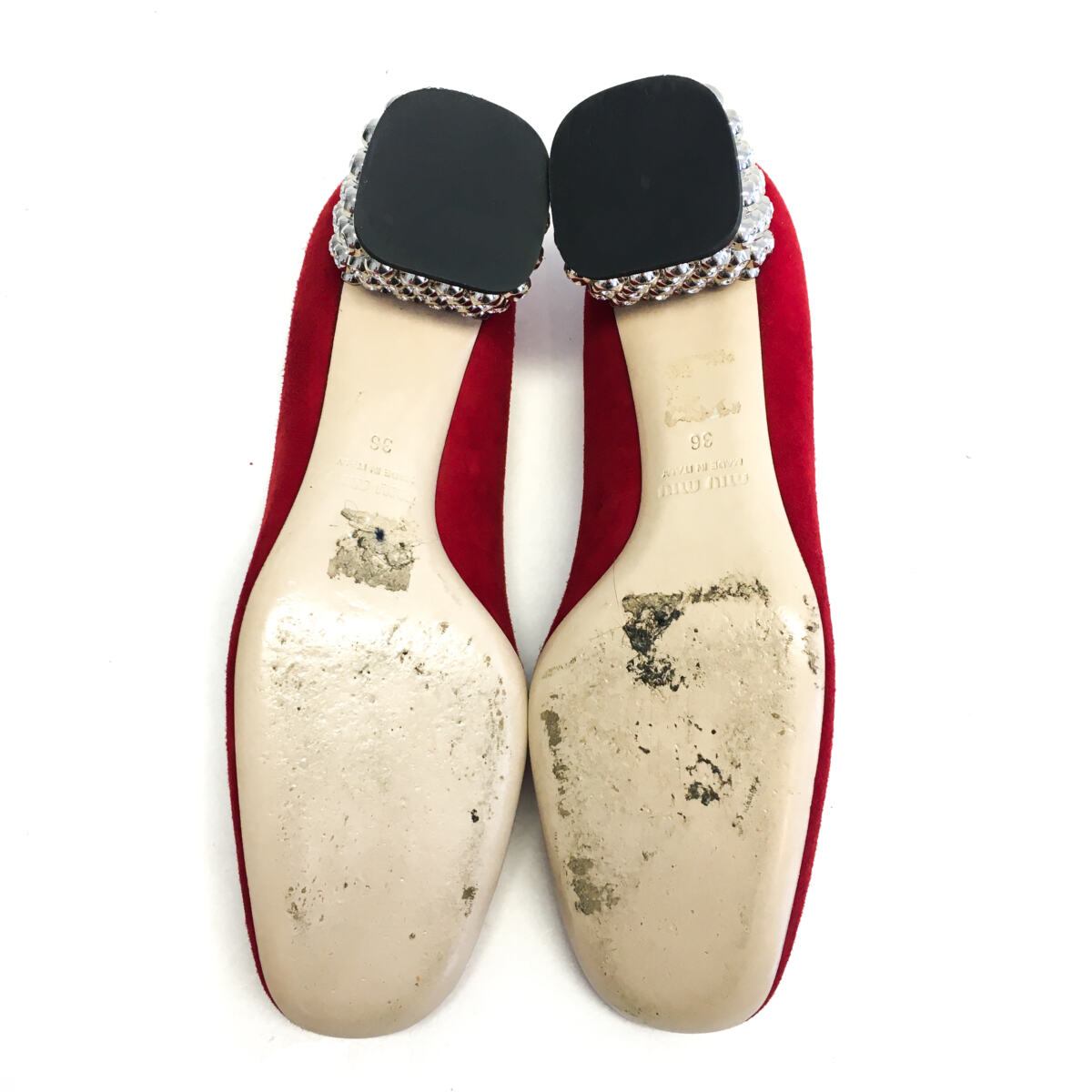 Sapato Miu Miu Crystal Block Vermelho Tam. 36