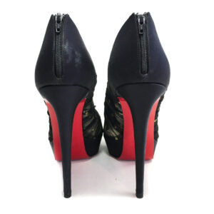 Sapato Louboutin Ankle Boot Preto Tule Tam. 40
