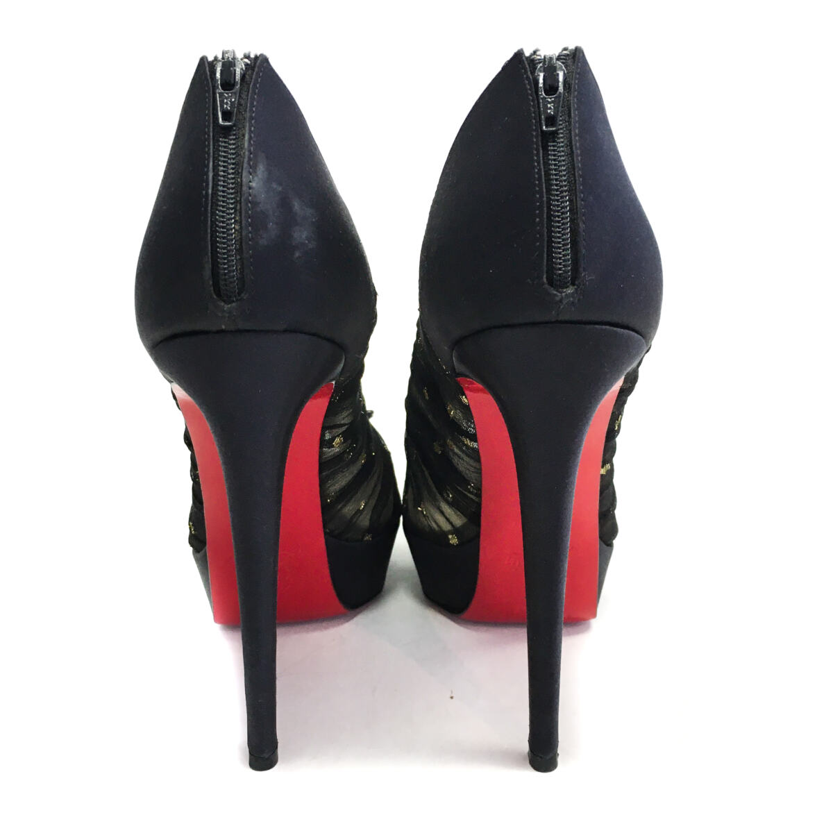 Sapato Louboutin Ankle Boot Preto Tule Tam. 40