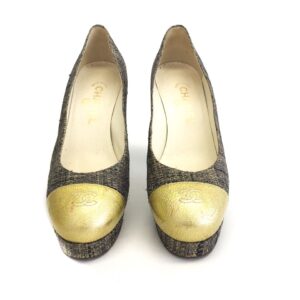 Sapato Chanel Raffia com Dourado Tam. 39