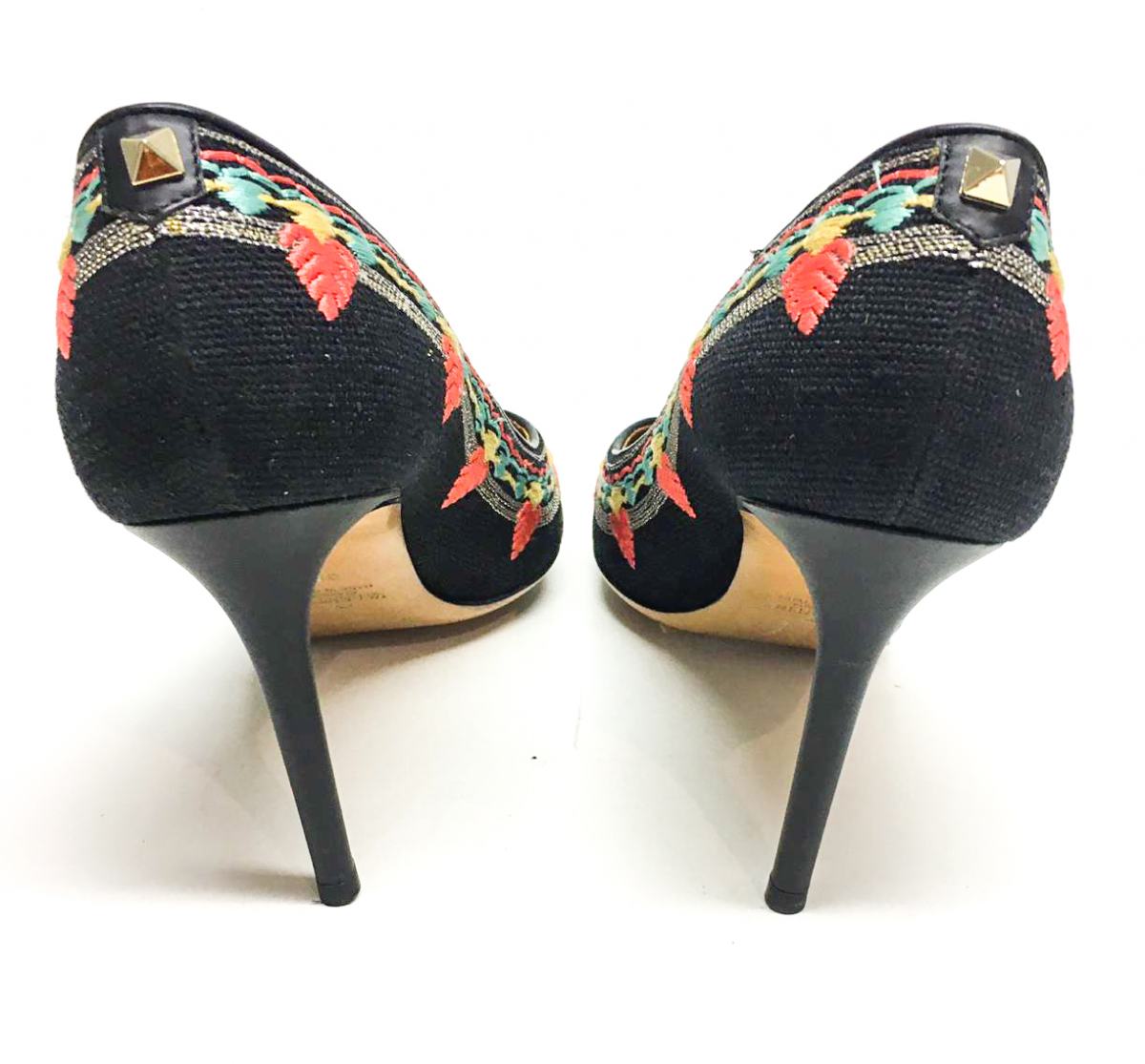 Sapato Valentino Scarpin Preto Bordado Tam. 38
