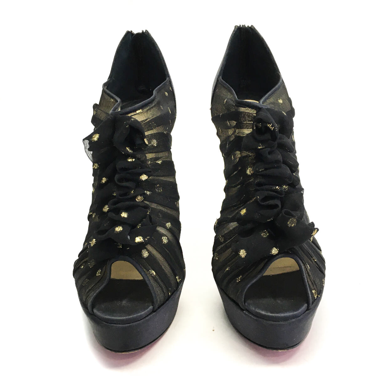 Sapato Louboutin Ankle Boot Preto Tule Tam. 40