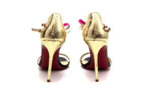 Sandália Louboutin Dourada e Colorida Tam. 36