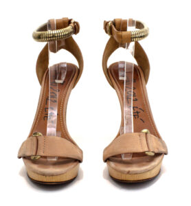 Sandália Lanvin Marrom Canela e Dourado Tam. 38,5