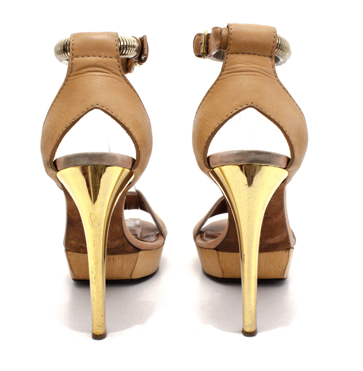 Sandália Lanvin Marrom Canela e Dourado Tam. 38,5