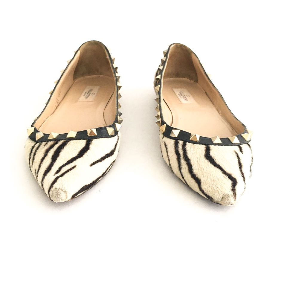 Sapatilha Valentino Rockstud Bellerina Animal Print Tiger Tam. 39